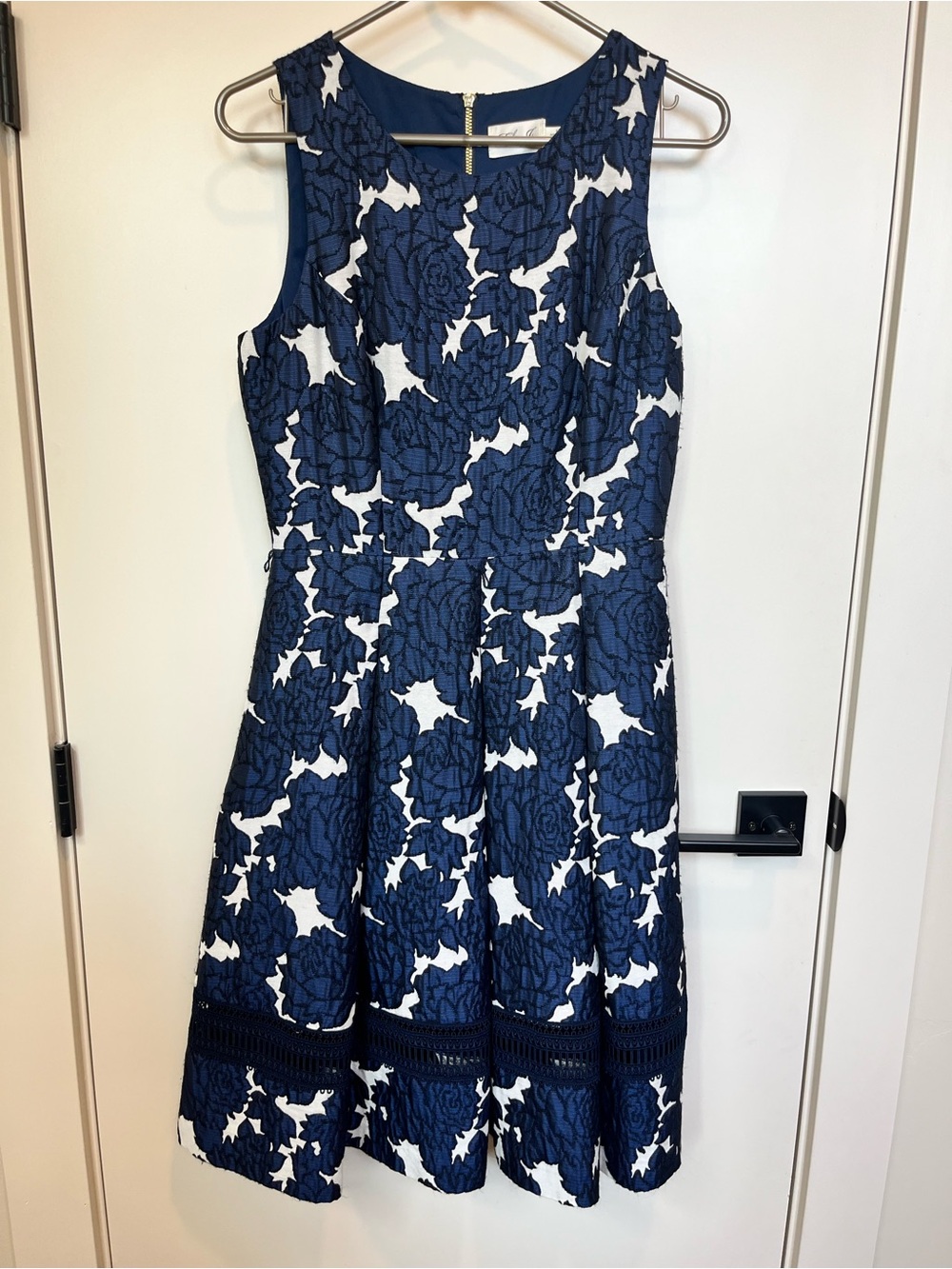 Eliza J Navy and White Floral Fit & Flare Dress